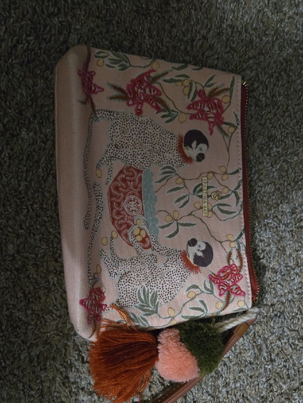 Spartina Light Pink Embroidered Canvas Wristlet Pouch - Picture 4 of 5